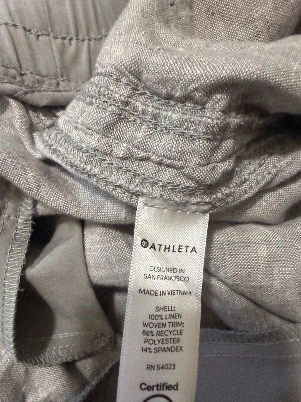 Athleta Light Gray Cabo Wide-Leg Drawstring Linen Pants - Picture 7 of 7